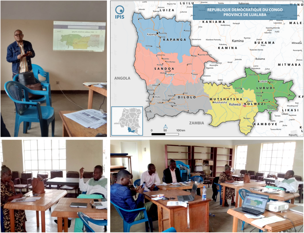 IPIS Kufatilia training in Kolwezi, March 2023, with a coverage map of Lualaba province